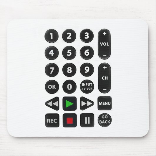 TV Remote met VCR-Button Muismat (Voorkant)