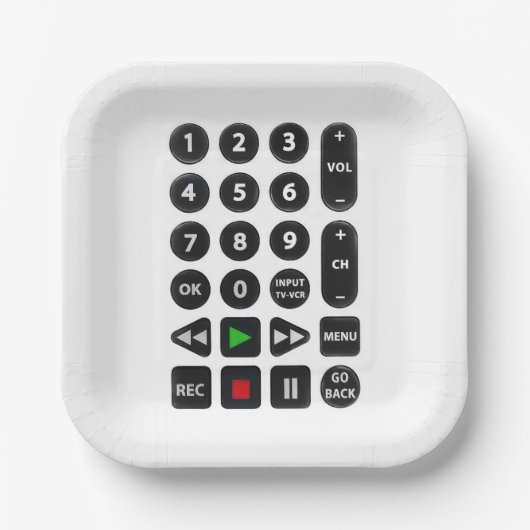 TV Remote met VCR-Button Papieren Bordje (Voorkant)