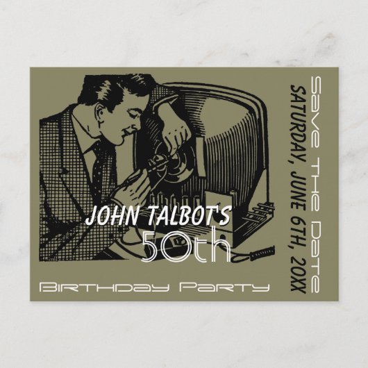  tv-reparateur 50e verjaardag Bewaar de datum Aankondigingskaart (Voorkant)