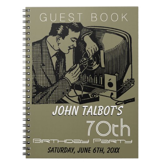  tv-reparateur 70e Birthday Party Guest Book Notitieboek (Voorkant)