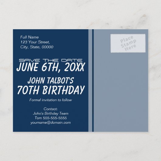 tv-reparateur 70e verjaardag Opslaan van de datum Aankondigingskaart (Achterkant)