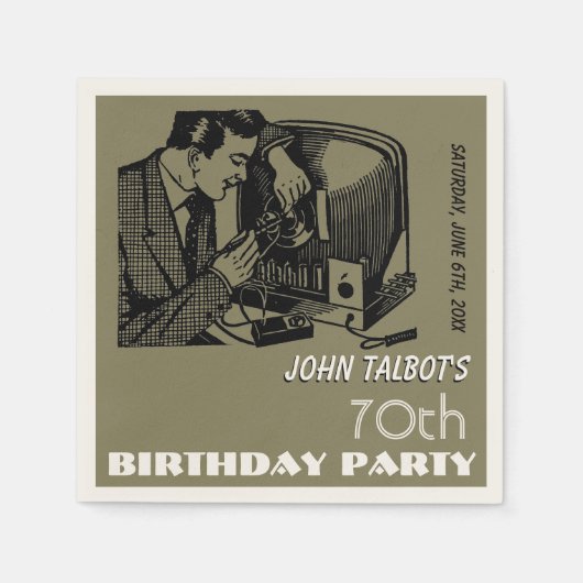  tv-reparateur 70e verjaardag P Napkin Servetten (Voorkant)