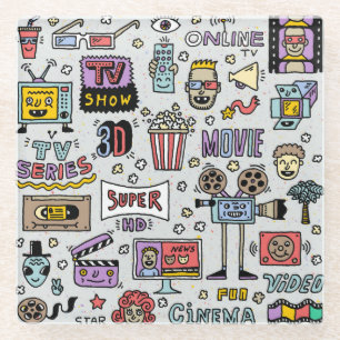 TV-serie Doodles: Funny  Set. Glazen Onderzetter