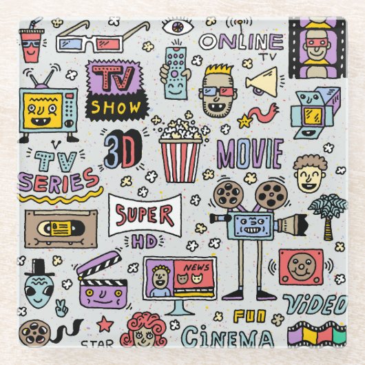 TV-serie Doodles: Funny Set. Glazen Onderzetter (Voorkant)