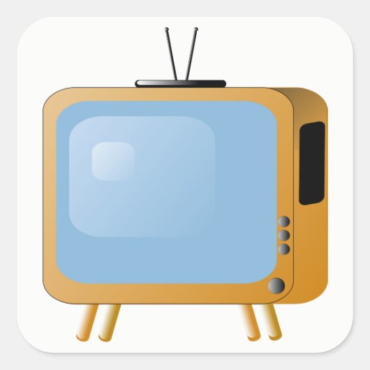 Tv-set Vierkante Sticker (Voorkant)