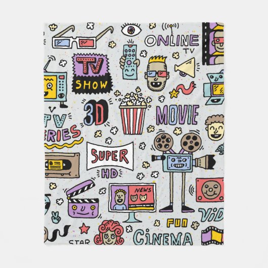 TV Shows, serie en films Funny Doodle Fleece Deken (Voorkant)