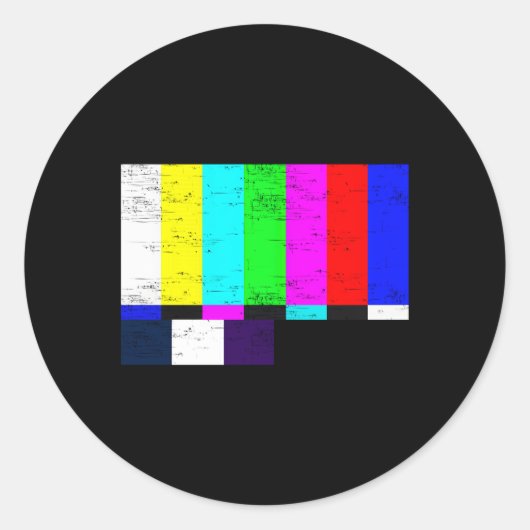 Tv-test patroon kleurenbalken ronde sticker (Voorkant)