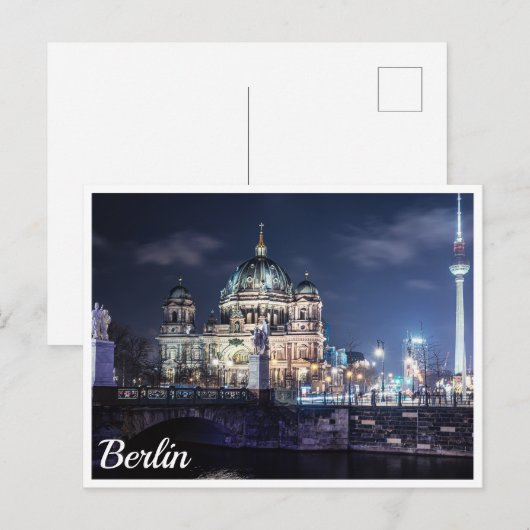 Tv-toren en kathedraal van Berlijn in Berlijn, Dui Briefkaart (Voorkant / Achterkant)
