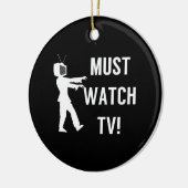 TV Verslaafde Grappige Zombie Keramisch Ornament (Links)