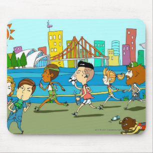 Tv-verslaggevers met mikken op sportweddenschappen muismat