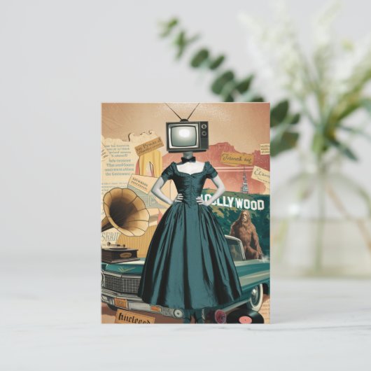  tv-vrouw briefkaart (Staand voorkant)