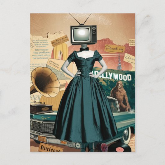 tv-vrouw briefkaart (Voorkant)