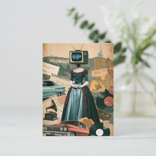  tv-vrouw briefkaart (Staand voorkant)