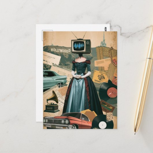  tv-vrouw briefkaart (Voorkant / Achterkant in situ)