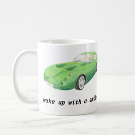 TVR Tuscan, mok groene auto "word wakker met een g