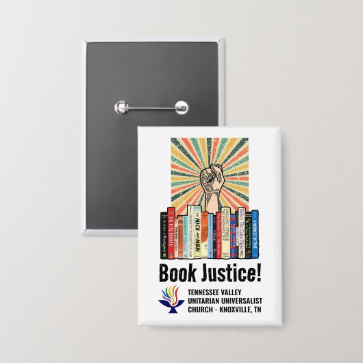 TVUUC - Boek Gerechtigheid! Button (Voorkant / Achterkant)
