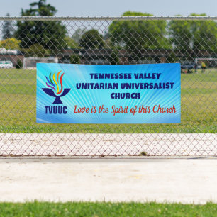 TVUUC Chalice Logo, Blauwe achtergrond Spandoek