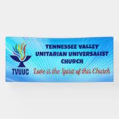 TVUUC Chalice Logo, Blauwe achtergrond Spandoek (Horizontaal)