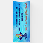 TVUUC Chalice Logo, Blauwe achtergrond Spandoek (Verticaal)