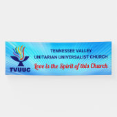 TVUUC Chalice Logo, Blauwe achtergrond Spandoek (Horizontaal)