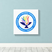 TVUUC Chalice Logo Medium Blue Circle Canvas Afdruk (Insitu (Houten vloer))