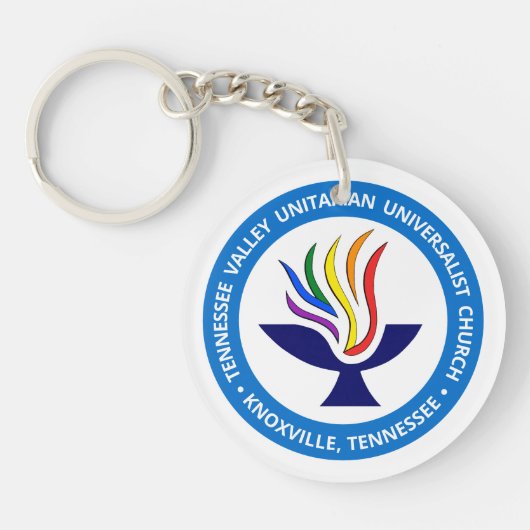 TVUUC Chalice Logo Medium Blue Circle Sleutelhanger (Voorkant)