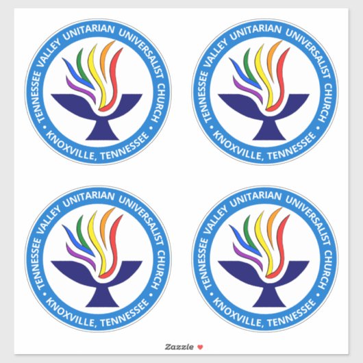 TVUUC Chalice Logo Medium Blue Circle Sticker (Vel)