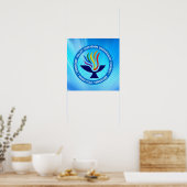 TVUUC Chalice Logo op Blauwe Stralen Achtergrond Poster (Keuken)