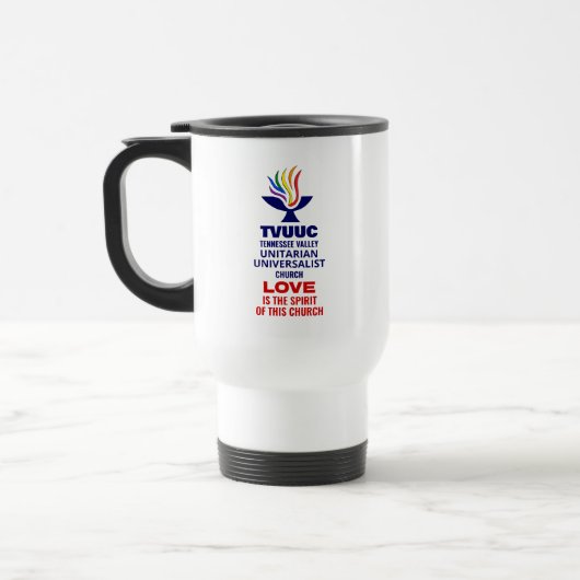 TVUUC Chalice Logo Symbool, Liefde is de Geest Reisbeker (Links)