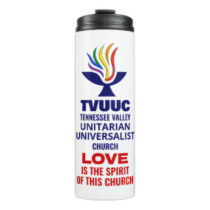 TVUUC Chalice Logo Symbool, Liefde is de Geest Thermosbeker