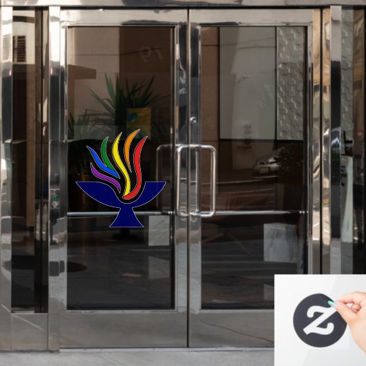 TVUUC Vlammende Kelk Logo Window Cling Raamsticker (Kantoordeur)