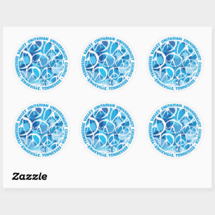 TVUUC Vredesborden in Blauwe Schaduwen Ronde Sticker