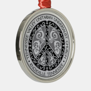 TVUUC - Vredesteken in Mooi Zwart & Wit Metalen Ornament