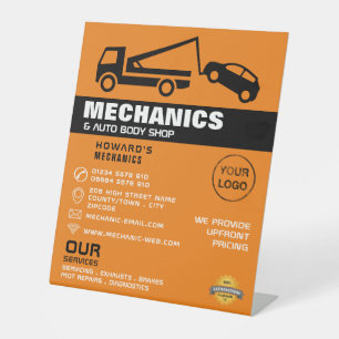 Tw Truck, Auto Mechanic & Repairs Adverteren Reclamebord Met Voetstuk
