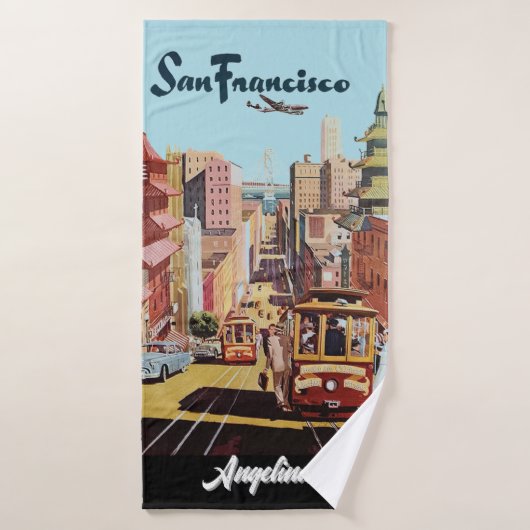 TWA San Francisco Poster chromolithografie kunst Bad Handdoek (Badhanddoek)