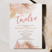 Twaalf Boho Roze Bloemen 12e Verjaardagsfeest Kaart