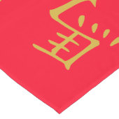 Twaalf Chinese Zodiac Symbolen in Goud op Rood | Lange Tafelloper (Hoek)