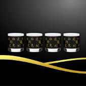 Twaalf Chinese Zodiac Symbolen in Goud op Zwart; T Whisky Glas