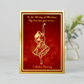 Twaalf dagen kerst, dames dansen folie feestdagenkaart (Staand Voorkant)