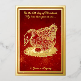 Twaalf dagen kerst, ganzen leggen folie feestdagenkaart