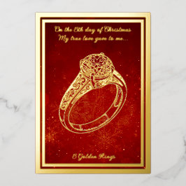 Twaalf dagen Kerst, gouden ringen Folie Feestdagenkaart