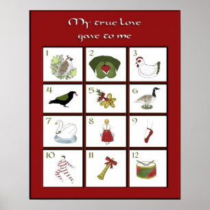 Twaalf dagen kerstdruk Poster