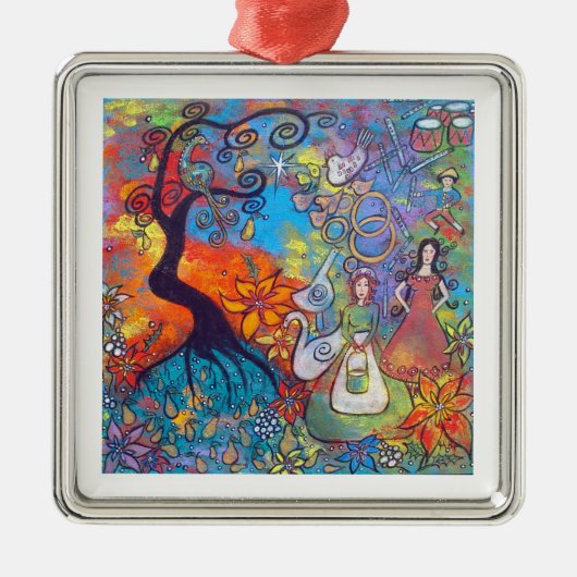 Twaalf dagen kerstkerstversiering metalen ornament (Voorkant)