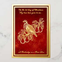 Twaalf dagen Kerstmis, een patrijs Folie Feestdagenkaart