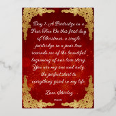 Twaalf dagen Kerstmis, een patrijs Folie Feestdagenkaart (Achterkant)