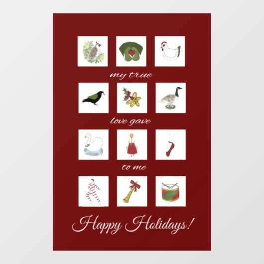 Twaalf dagen Kerstmis mijn ware liefde Raamsticker (Vel)