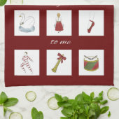 Twaalf dagen Kerstmis mijn ware liefde Theedoek (Gevouwen)