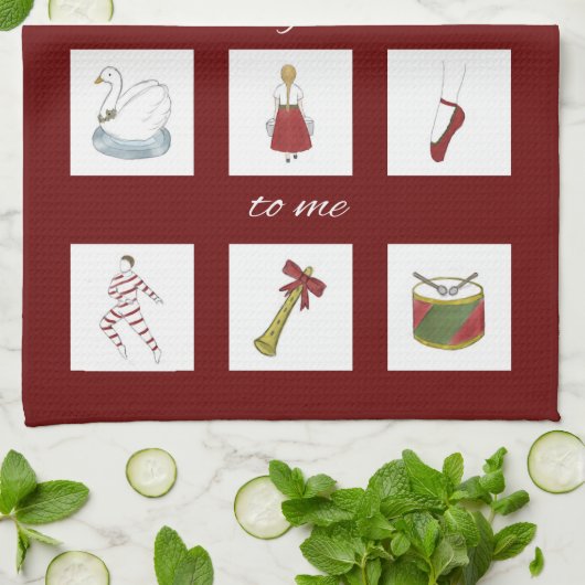 Twaalf dagen Kerstmis mijn ware liefde Theedoek (Gevouwen)