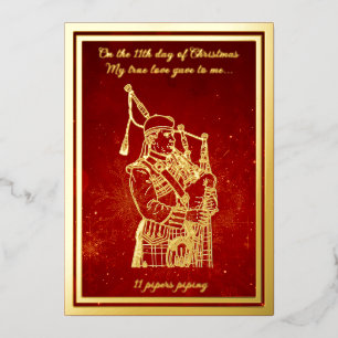 Twaalf dagen Kerstmis, Pipers Piping Folie Feestdagenkaart