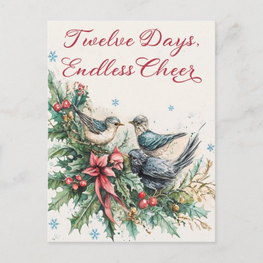 Twaalf Dagen Kerstmis Print Feestdagenkaart (Voorkant)